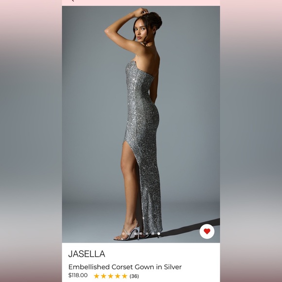 Oh Polly Silver Strapless Dress - Picture 3 of 12